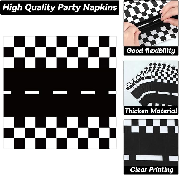 50 Guests Race Car Party Plates and Napkins Party Supplies Racing Car Party Decorations Disposable Tableware Set Racing Sports Themed Dinnerware Favor for Race Car Birthday Baby Shower, 200PCS