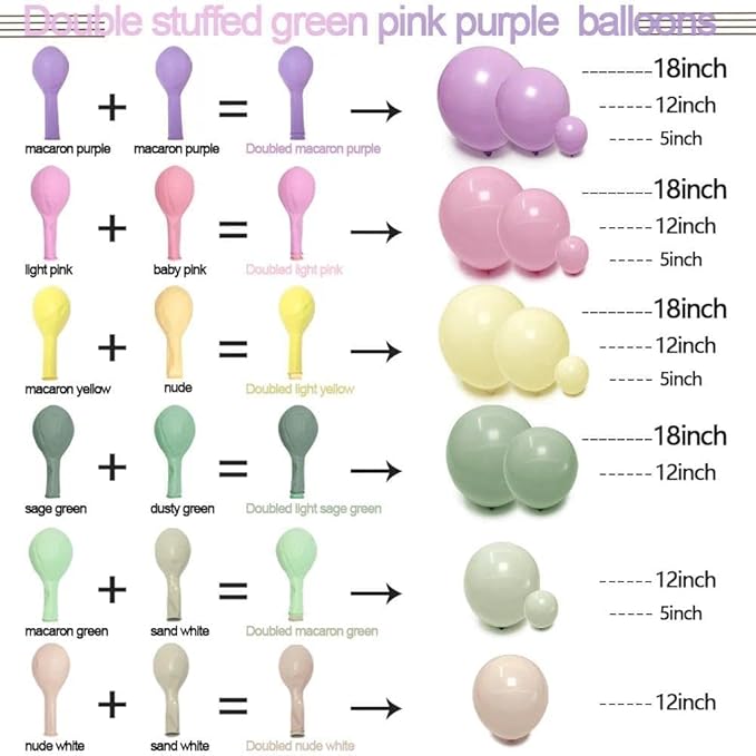 Green Pink Purple Balloon Arch Double Stuffed Pink Yellow Sand White Balloon Garland with Bionic Flower Leaf Butterfly Stickers for Spring Birthday Garden Wildflower Baby Shower Easter Party Decor