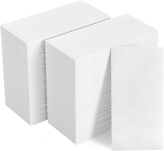 Disposable White Linen Feel Guest Towels, 12 x 17 inch Cloth Like Hand Towels Paper Napkin for Wedding, Reception, Bathroom and Kitchen (200 Pack)