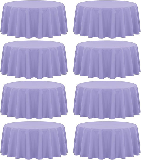 fani 8 Pack Polyester Round Tablecloth 120 Inch Lavender Circular Table Cloth, Stain and Wrinkle Resistant Washable Round Table Cover for Wedding Party Kitchen Dining Table Buffet Parties Camping