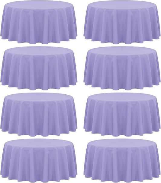 fani 8 Pack Polyester Round Tablecloth 90 Inch Lavender Circular Table Cloth, Stain and Wrinkle Resistant Washable Round Table Cover for Wedding Party Kitchen Dining Table Buffet Parties Camping