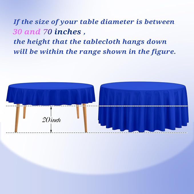 Teruntrue 12 Packs Royal Blue Round Tablecloths 90 inch Round Table Cloth, Washable Polyester Fabric for Wedding Parties Banquet Holiday Dinner Table Decorative, Royal Blue
