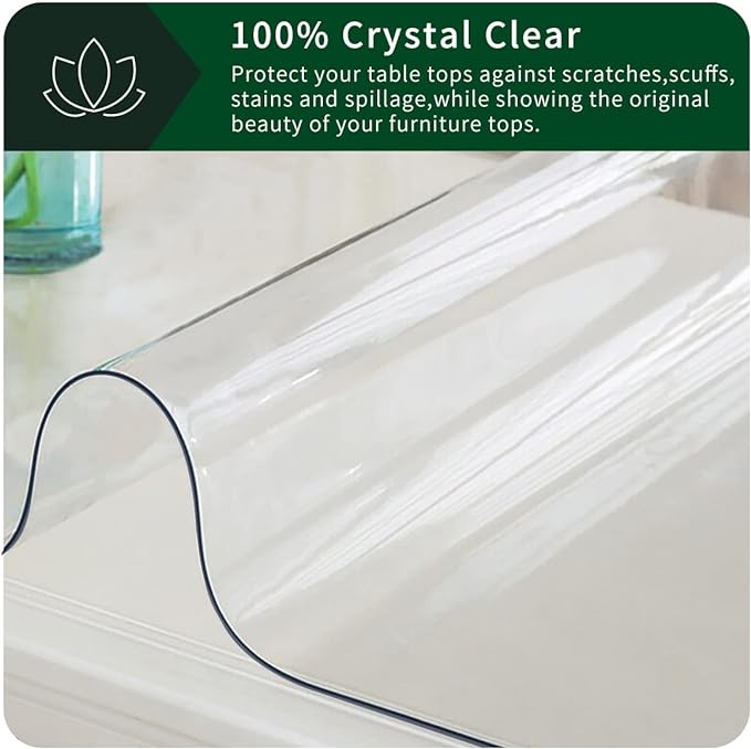 40x42 Inch 1.5mm Thick Easy Clean Waterproof Floor Mat Clear Table Cover Protector Plastic PVC Tablecloth Coffee Dining Protector Pad Non-Slip Carpet Protector Office Desk Pads