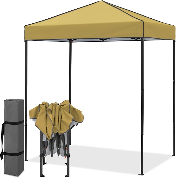 EAGLE PEAK 6x4 Instant Pop Up Canopy Tent, Straight Leg Sun Shelter, Portable Canopy with Carry Bag for Camping, Beach & Sports, Beige