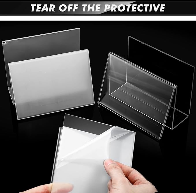 Crtiin 10 Pcs Clear Acrylic Postcard Display Holder Business Card Holder Greeting Card Display Clear Business Stand Rack for Index Organizer Desk Table Home Office, 6 x 4.25 x 4.5 Inches