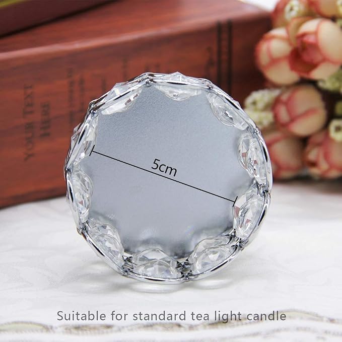Silver Decorative Crystal Tealight Candle Holders Set of 24 for Wedding Dinning Table Centerpieces,Gifts for Valentine's Day Easter