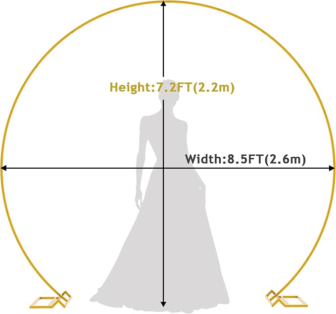 Fomcet 8.5FT Gold Round Backdrop Stand Metal Wedding Arch Stand Circle Balloon Arch Frame for Wedding Birthday Party Anniversary Valentine Ceremony Decorations