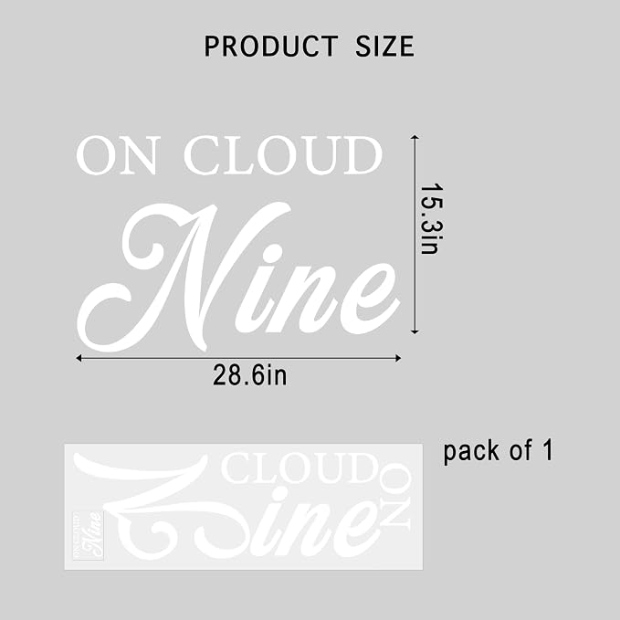 On Cloud Nine Party Decal Sign - Cloud Nine Baby Shower Decor, Decal Sticker for Wall, Mirror or Acrylic, White