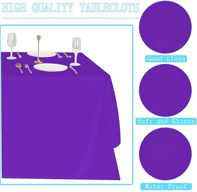 10 Pack Purple Tablecloth 60x102 inch Polyester Fabric Tablecloths for 6 Foot Rectangle Tables Wrinkle Resistant Linen Tablecloth Washable Table Covers for Party Wedding Events and Camping