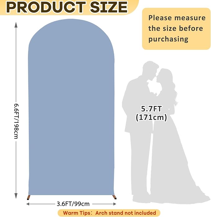 6.6FT Wedding Arch Cover Dusty Blue Spandex Arch Covers Stretchy Backdrop Spandex Fitted Wedding Arch Stand Covers Chiara Arch Cover for Wedding Party Ceremony Decoration