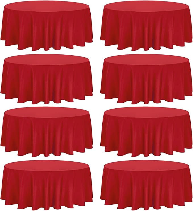 Fivenl 8 Pack Premium Round Tablecloth 108 Inch Red Round Table Covers Bulk Washable Polyester Fabric Round Table Clothes for Wedding Party Reception Banquet Buffet Restaurant (Red, 108 Inch)