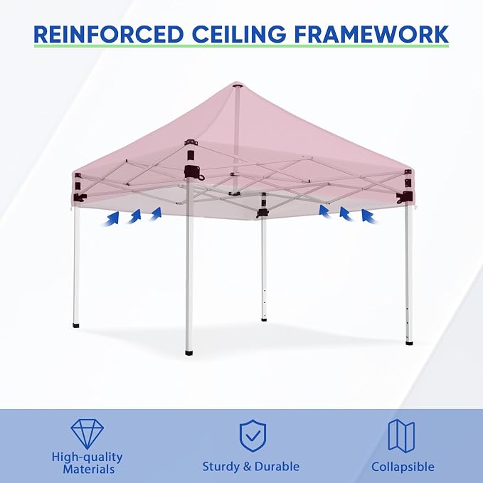 COOS BAY 5x5 Pop Up Canopy Tent with Side Walls, Easy Setup Portable Sun Shelter with Carry Bag, Outdoor Shade for Beach, Camping, Sports & Backyard, Red