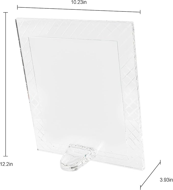 8''x 10'' Crystal Picture Frame for Wedding, Elegant Glass Photo Frame for Home & Office Decor, Decorative Design for Tabletop Display, Includes Luxury Gift Box (8x10inch)