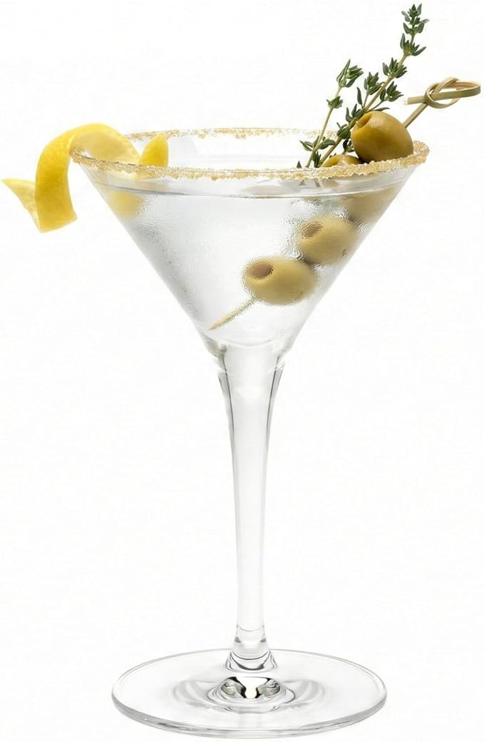 Restaurantware Voglia Nude 5 Ounce Martini Glasses Set Of 6 Crystal Martini Glasses - Laser-Cut Rim Dishwasher-Safe Glassware Fine-Blown Crystal Cocktail Glasses Serve Manhattans or Cosmos