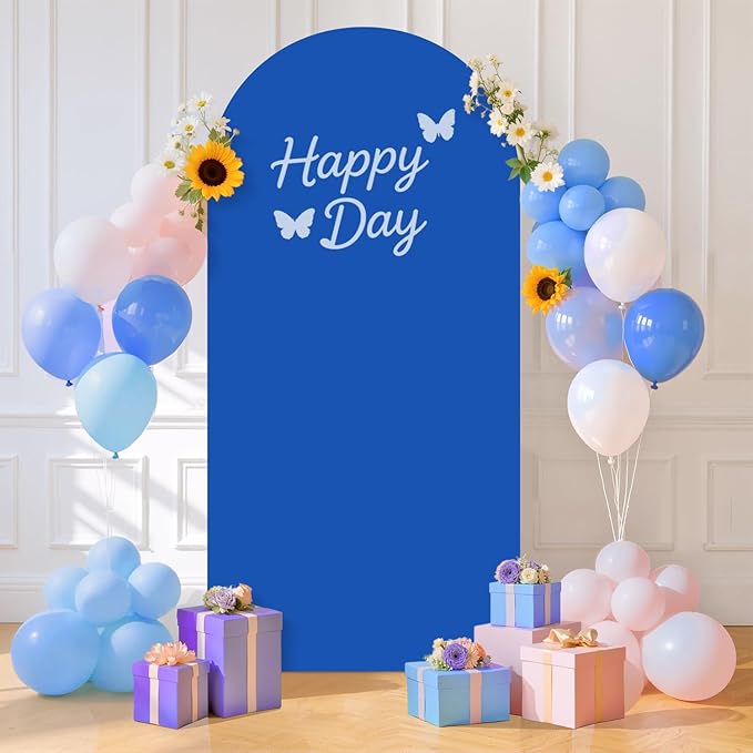Blue Arch Covers Stretchy Backdrop Wedding Arch Cover 6.6ft Spandex Fitted Backdrop Cover Double Side Arch Stand Cover Chiara Arch Cover for Wedding Baby Shower Party Celebration Decoration