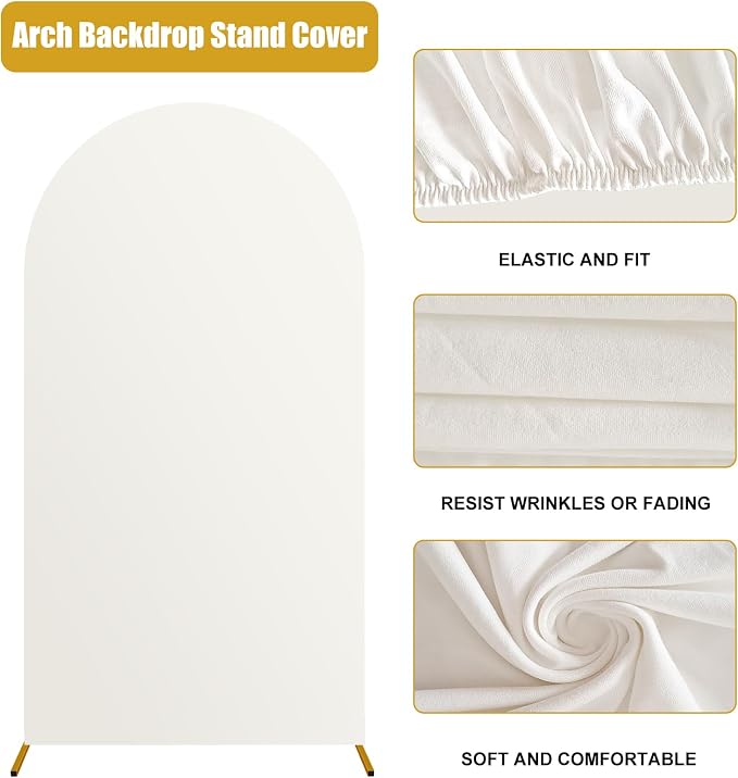 7.2FT Arch Backdrop Cover, White Stretchy Wedding Arch Cover, Decorative Backdrop Cover, Balloon Arch Cover for Party, Ceremony, Baby Shower