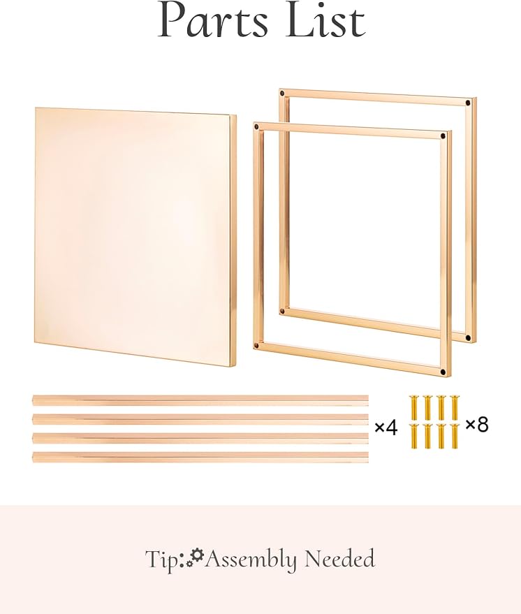 Gold Tall Stand for Wedding: 23.6in, With Metal Panel, Packs of 2 | Columnar Cube Shape, Easy to Assembly, Flowers Cakes Drinks Display Table Centerpieces for Wedding Party Event