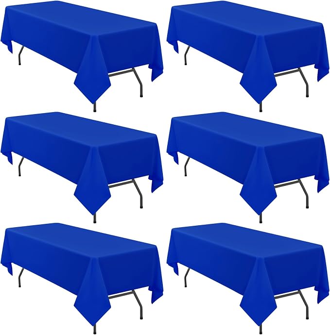 YMHPRIDE 6 Pack Royal Blue Polyester Tablecloths, 60 x 102 inch, Rectangular, Wrinkle Resistant, Machine Washable, Perfect for 6FT Tables, Wedding, Party, Banquet