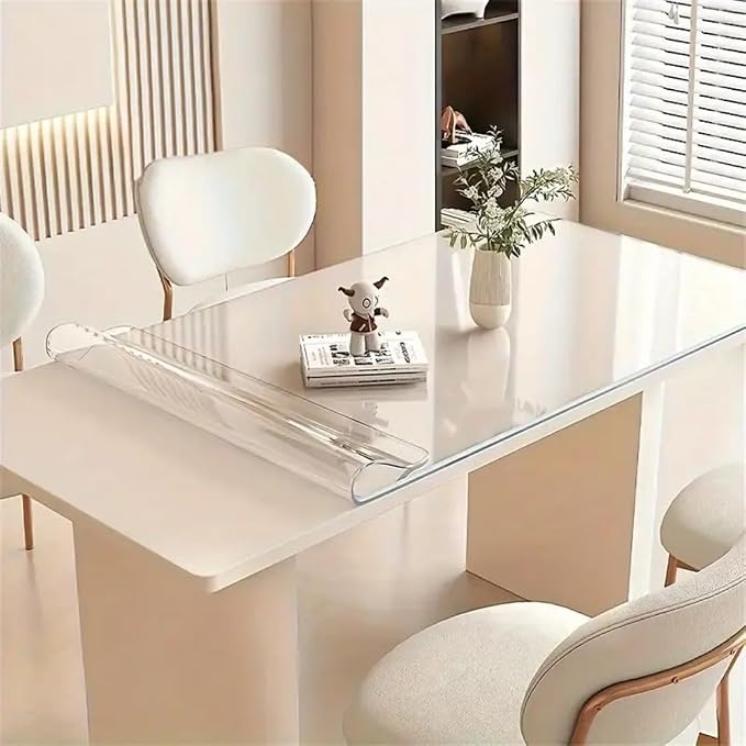 Clear Desk Mat 36 x 72 Inch, 1.5mm Thick Clear Table Protector, Protector for Dining Room Table, Waterproof Vinyl Tablecloth Pad Mat for Kitchen, Dresser, Writing Desk