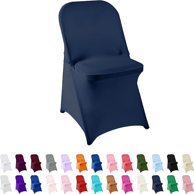 Spandex Chair Cover,12PCS,Living Room Folding Chair Covers,Removable Chair Covers Washable Protector Stretch Chair Cover for Party, Banquet,Wedding Event,Hotel(Navy)