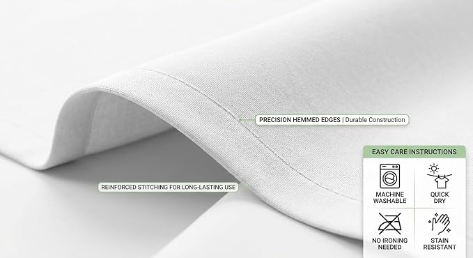 90 Inch Round White Tablecloth 8 Pack, Premium Soft Touch & Elegant Drape, Wrinkle Free Lightweight Circular Table Cover, Washable & Micro-Waterproof for 5 Foot Tables, Wedding, Banquet