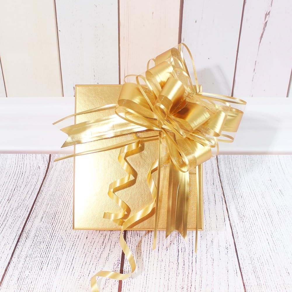 WEWILUCK Bows for Gift Wrapping, Gold Bows for Gifts, Presents, Gift Baskets, Large Bow for Birthdays, Parties, Christmas, and Everyday(6 inches, 15PCS)
