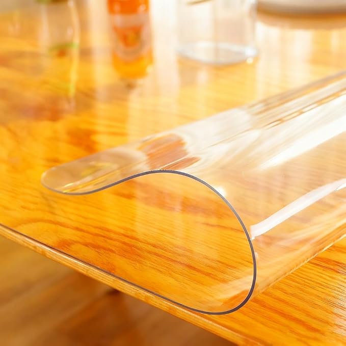 Clear Desk Mat 12 x 24 Inch, 1.5mm Thick Clear Table Protector, Protector for Dining Room Table, Waterproof Vinyl Tablecloth Pad Mat for Kitchen, Dresser, Writing Desk