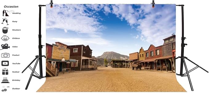 Yeele 15x10ft Old Western Cowboy Town Photography Backdrop Wild West Style Bar Wagon Carriage Background for Picture Kids Man Adult Photo Booth Shoot Vinyl Studio Props