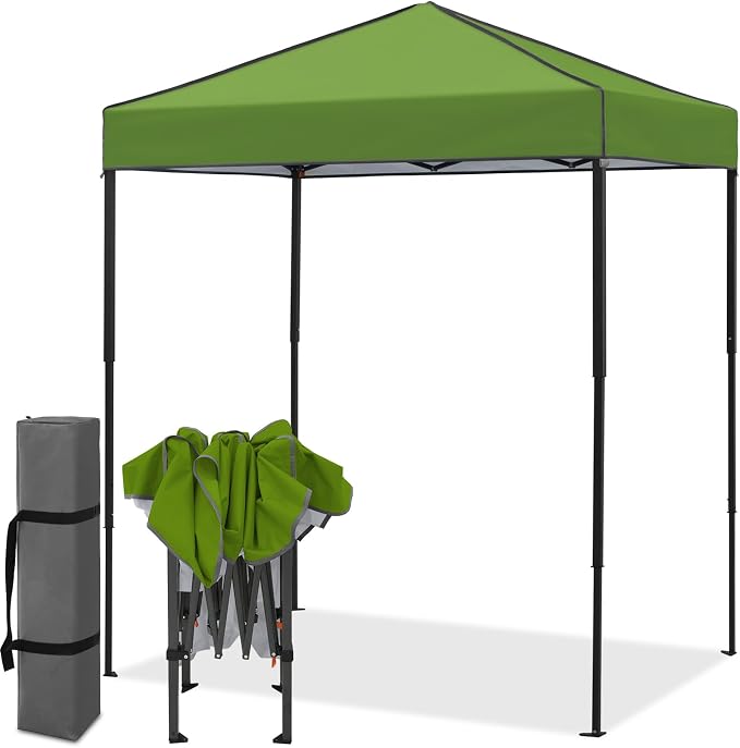 EAGLE PEAK 6x4 Instant Pop Up Canopy Tent, Straight Leg Sun Shelter, Portable Canopy with Carry Bag for Camping, Beach & Sports, Grass Green