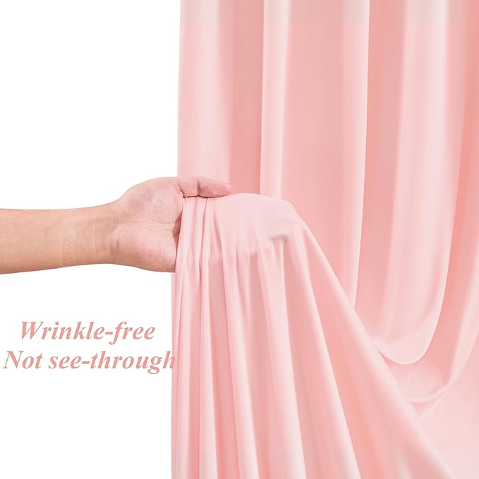 10x10ft Dusty Pink Backdrop Curtains with Lights Photo Drapes Wrinkle Free Fabric Backdrop Curtain for Wedding Birthday Party Baby Shower Bridal Shower Home Party Background Decorations