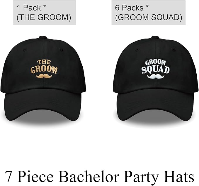 Party Gifts & Beyond Groomsman Baseball Hat 7 Packs Groomsmen Gifts Trucker Hats Team Groom Men's Hat for Bachelor Party
