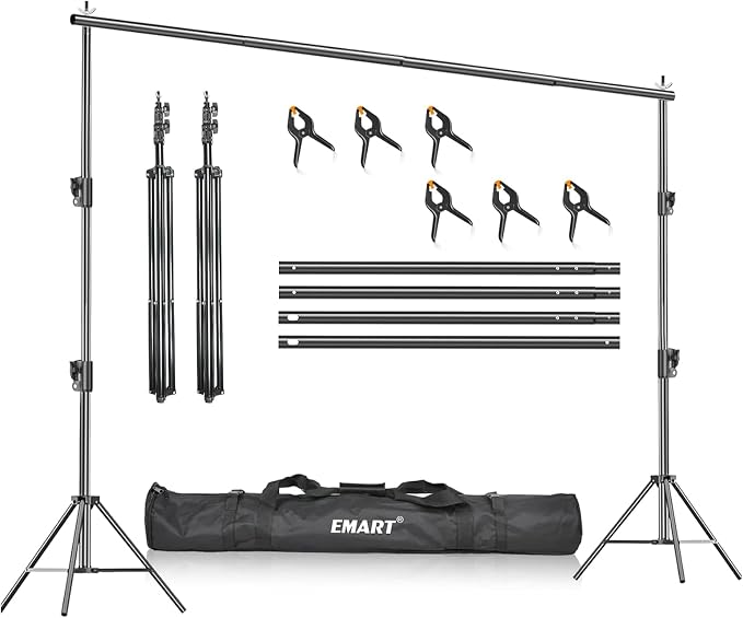 EMART Heavy Duty Backdrop Stand, 10 x 10ft Adjustable Photo Background Support System Kit with Carry Bag for Photography