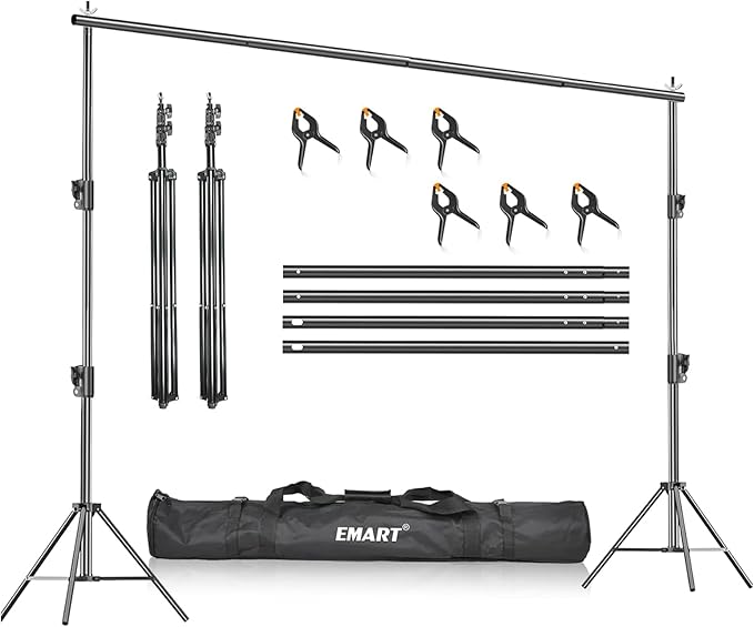 EMART Heavy Duty Backdrop Stand, 7 x 10ft Adjustable Background Support System Kit with Carry Bag for Photography