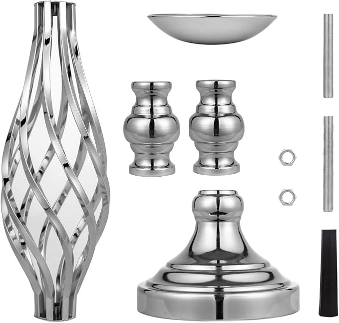 Silver Wedding Vases for Table Centerpieces - 2pcs of Twist Candleholder Stands, Elegant Floral Arrangement Vases, Metal Centerpieces for Reception Table Wedding Road-Leading Home Decor