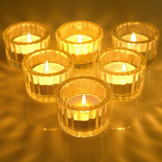 GOLDEAL Tealight Candle Holders Set of 48 Thick Clear Glass, Tea Light Holder Bulk, Votive Candle Holders for Wedding Table Decor, Party Supplies, Bridal Shower Decorations, Centerpieces for Tables