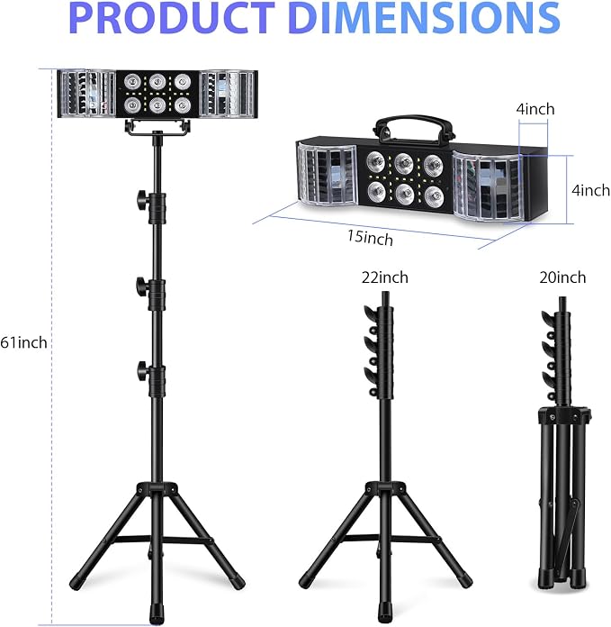 Telbum DJ Lights with Stand RGBW LED Derby Par Light Set Remote Control DJ Lights for Parties Sound Activated Disco Pirty Light for Stage Gig Bar Club Band Wedding