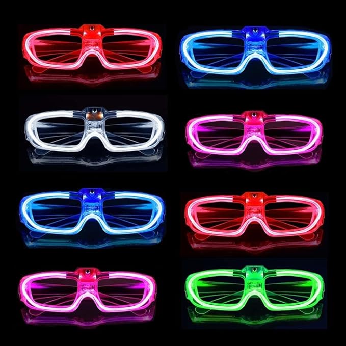 50 Packs LED Glasses Mardi Gras Party Supplies ,5 Neon Colors,3 Light Modes Light up Glow Sticks Glasses Toys Party Favors for kids Adults Fit Halloween World cup 2026 4th of july Graduations (50)