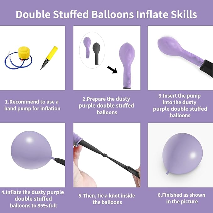 Dusty Purple Double Stuffed Balloons Different Size 115Pcs 5/10/12/18" Light Purple Balloon Arch Garland kit for Birthday Baby Shower Bridal Shower Fairy Gender Reveal Party