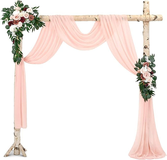 Wedding Arch Draping Fabric,1 Panel 28" x18ft Blush Pink Wedding Arch Drapes for Ceremony Sheer Chiffon Fabric Drapes Arbor Drapery Decorations for Reception Party
