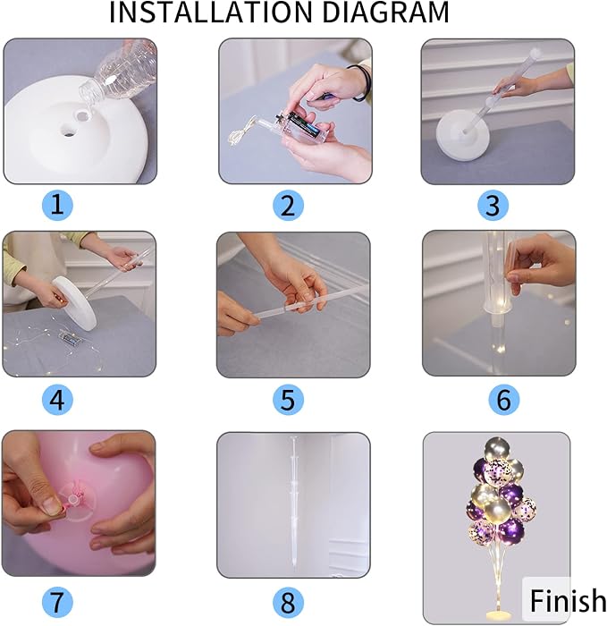 Cicicooie 2 Set Floor Balloon Stand Kit with String Light Balloon Holder Centerpieces Floor Decoration for Birthday Party Bachelorette Party (Purple&Silver)