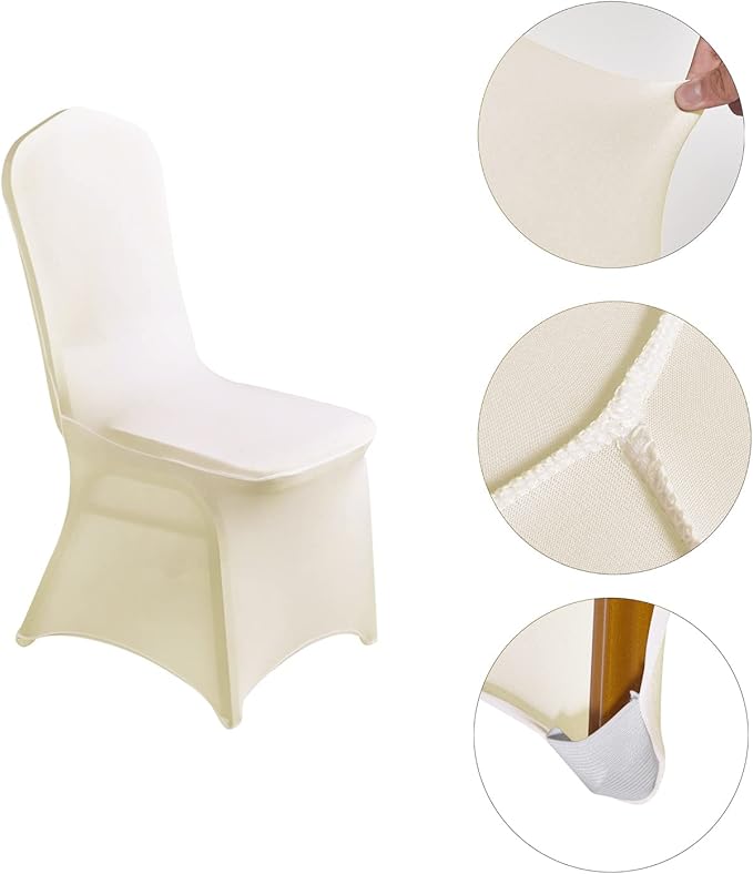 LZY Spandex Chair Cover Stretch Slipcovers for Wedding Party, Dining Banquet Chair Decoration Covers (Ivory, 20)