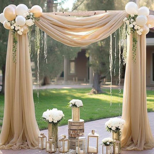 YYCRAFT Chiffon Fabric by The Yard 59" Wide 10 Yards, Champagne