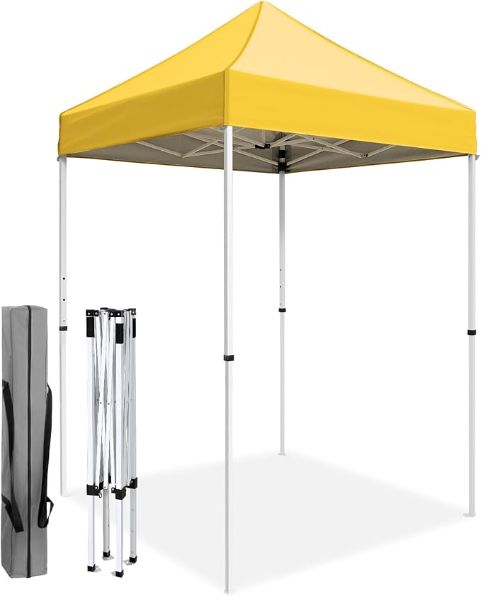 COOS BAY 5x5 Pop Up Canopy Tent, Portable Lightweight Sun Shelter with Carry Bag, Easy Setup Outdoor Canopy for Beach, Camping, Sports & Backyard Shade, Yellow