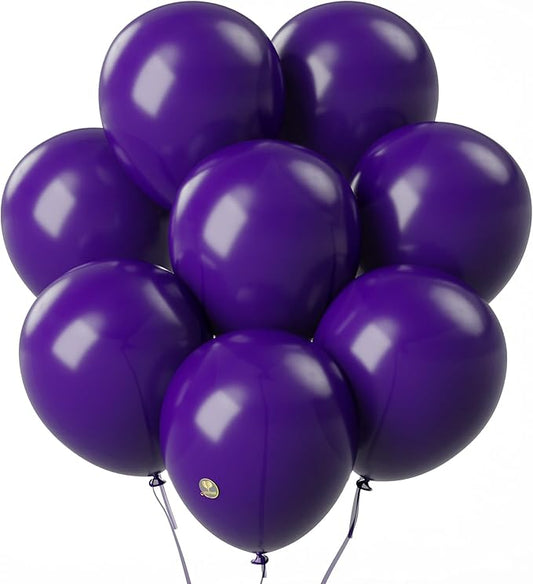 AFTERLOON® Biodegradable Balloons Deep Purple 12 Inch 100 Pack, Matte Color Thickened Extra Strong Latex Helium Float, for Baby Shower Gender Reveal Garland Arch Wedding Birthday Party Decorations