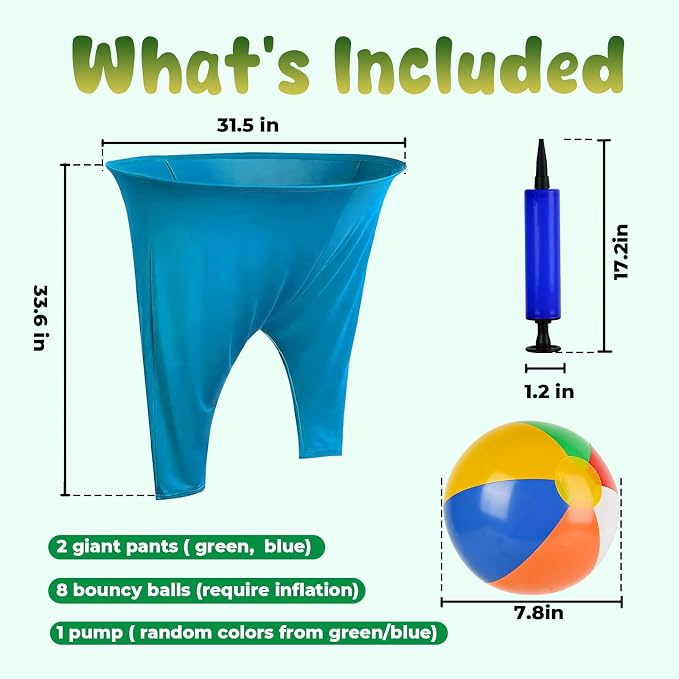 Granny Pants Yard Game, Granny Pants with Bouncy Balls & Pump, Giant Pants Outdoor Game & Big Pants Ball Catch Game, Granny Pants Game for Kids & Adults, Perfect for Family Reunion Games