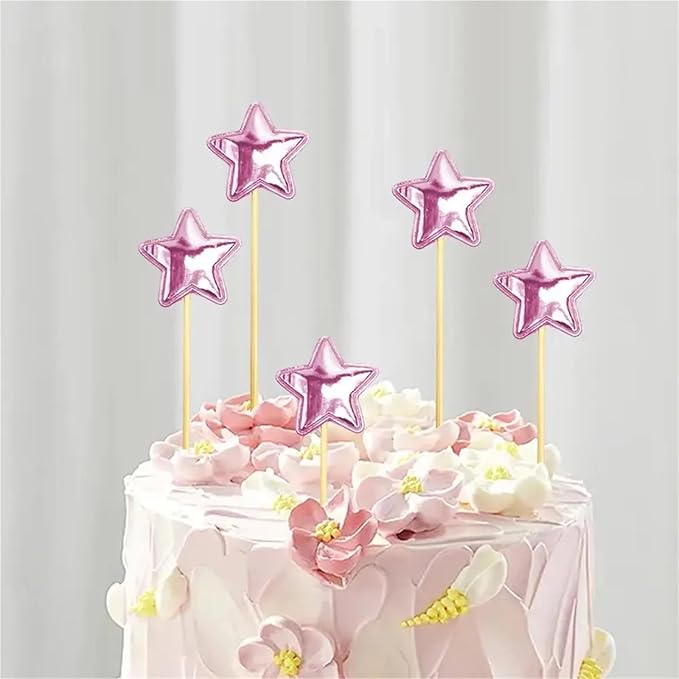 Durable 200pcs Solid Star Birthday Cake Topper Birthday Cake Toppers For Boys Food-grade Food Cake Decor Stake Safe Glitter Cake Decoration(Blue)