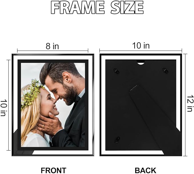 HIKWADERY 8x10 Picture Frames Black - Set of 4, HD Real Glass 8 by 10 Photo Frame for Tabletop Display, Wedding Birthday Mothers Day Gifts (8 x 10, Black)