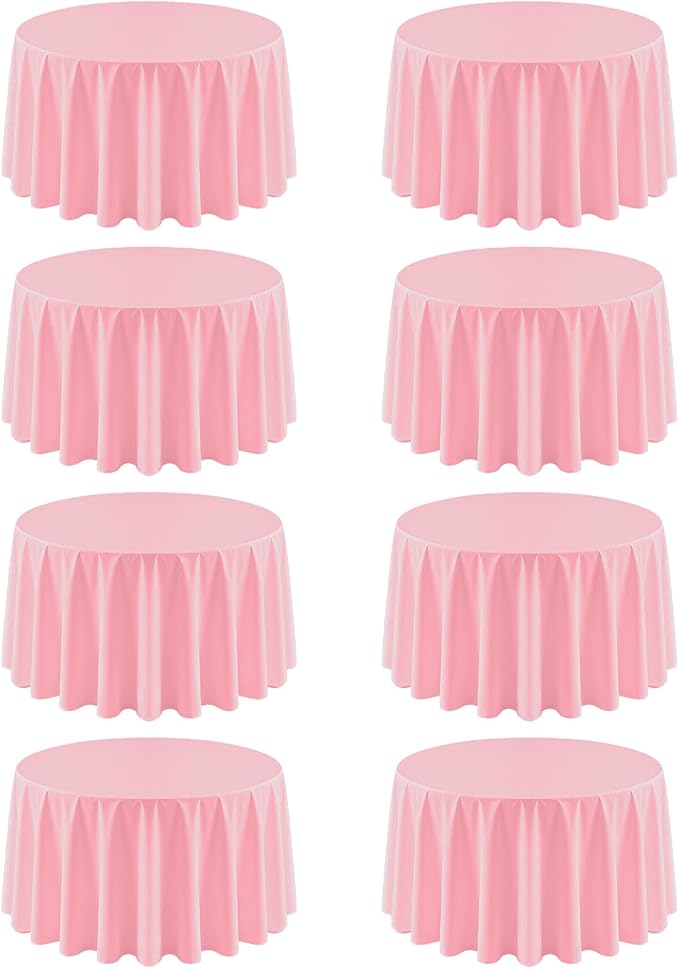 8 Pack Pink Round Tablecloth 90 Inch Pink Table Cloth for Round Tables,Washable Polyester Fabric Stain and Wrinkle Resistant Decorative for Summer Wedding Party Dining Banquet