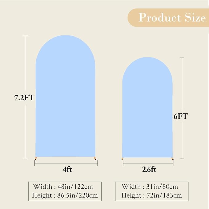 7.2FT 6FT Arch Backdrop Cover for Wedding, Set of 2 Stretchy Spandex Fitted Arch Stand Cover for Baby Shower, Birthday Party Decor, Chiara Backdrop Cover with Double-Sided Design(Pink, Blue)