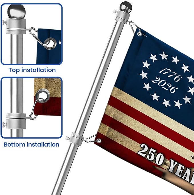 FLAGWIX American 250 Years Anniversary Horse Flag - Polyester Double-sided Yard Flags For Outside Grommet Flag, 3x5 ft - 4th of July Decorations for Home Yard Garden Decor Banner, Gifts For Men Women